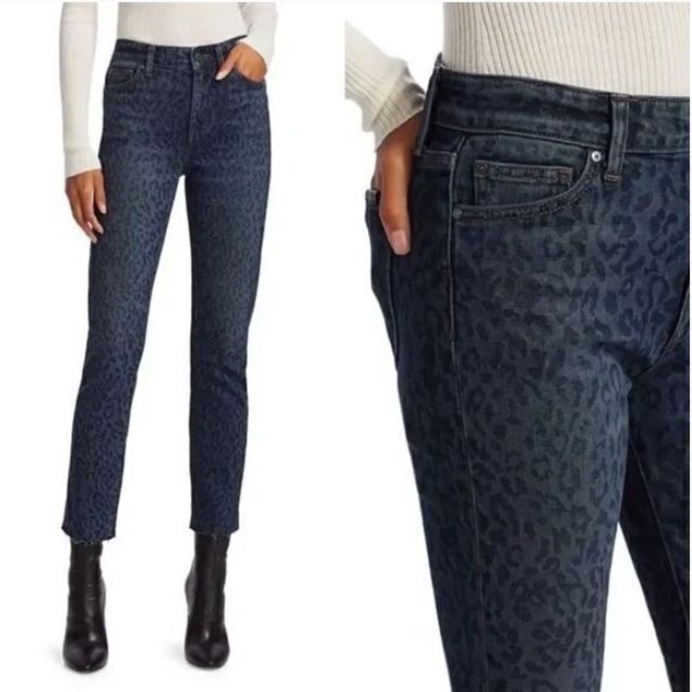 Joe's Jeans The Milla Straight Ankle Jeans‎ Womens 25 Blue Leopard Animal Print